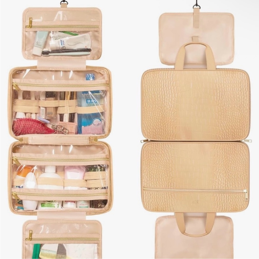 Dot & Dot Beige Croc-Embossed Large 6
Section Hanging Travel/Toiletry Bag BNWT - Picture 2 of 8